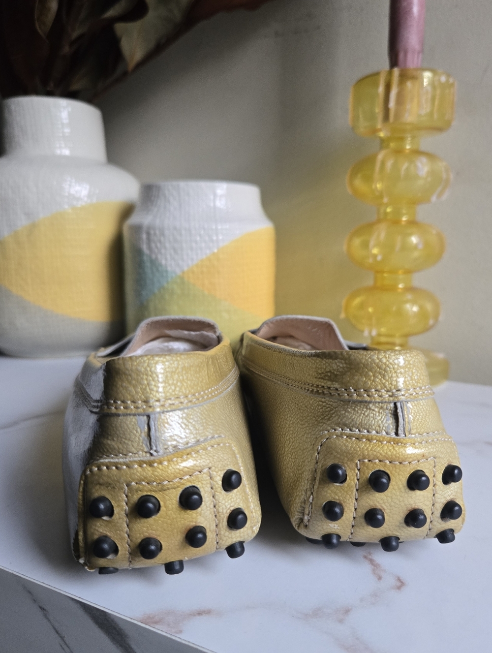 Tod's Patent Leather Yellow Women's Loafers Size 7.5 - Picture 5 of 11